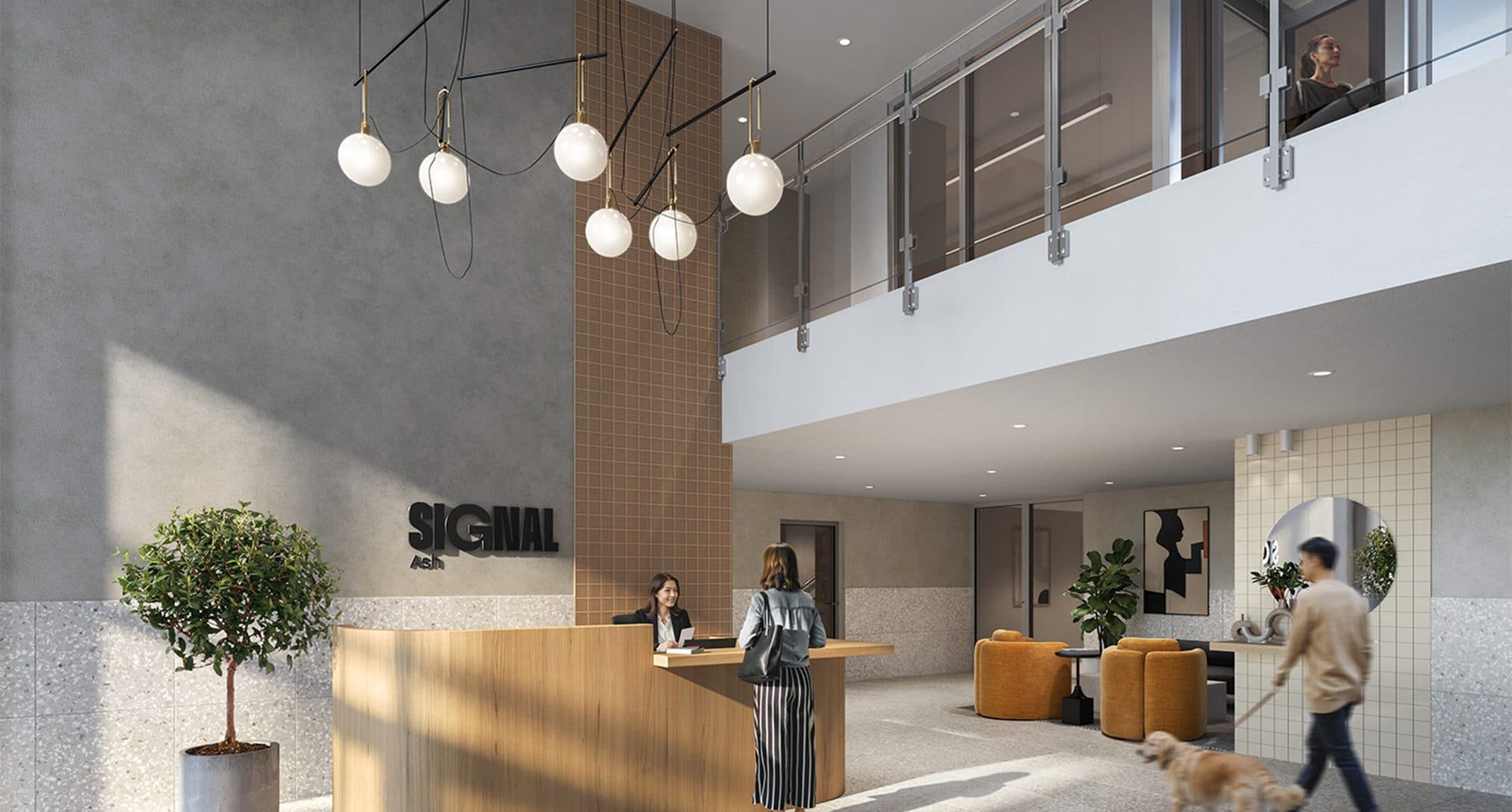The double-height lobby at Signal, with concierge