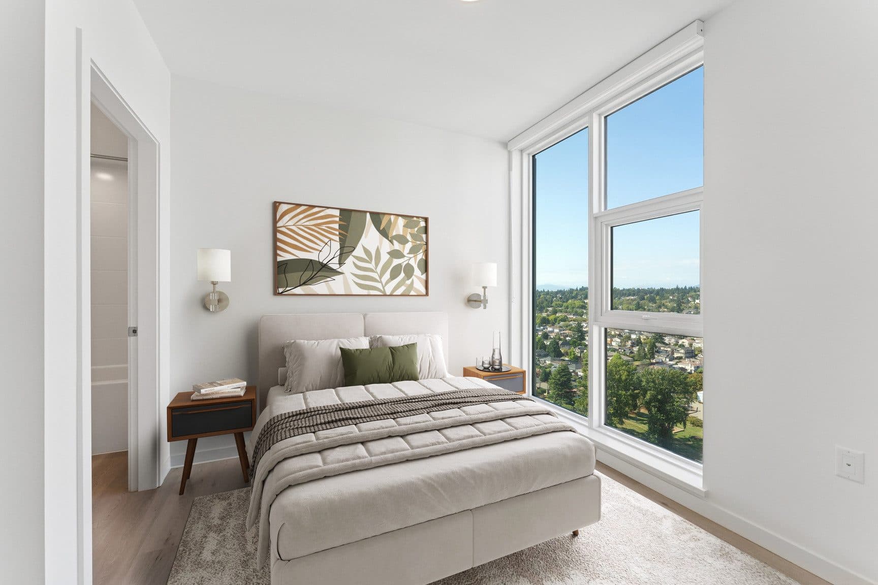 A Signal bedroom with corner windows over South Vancouver