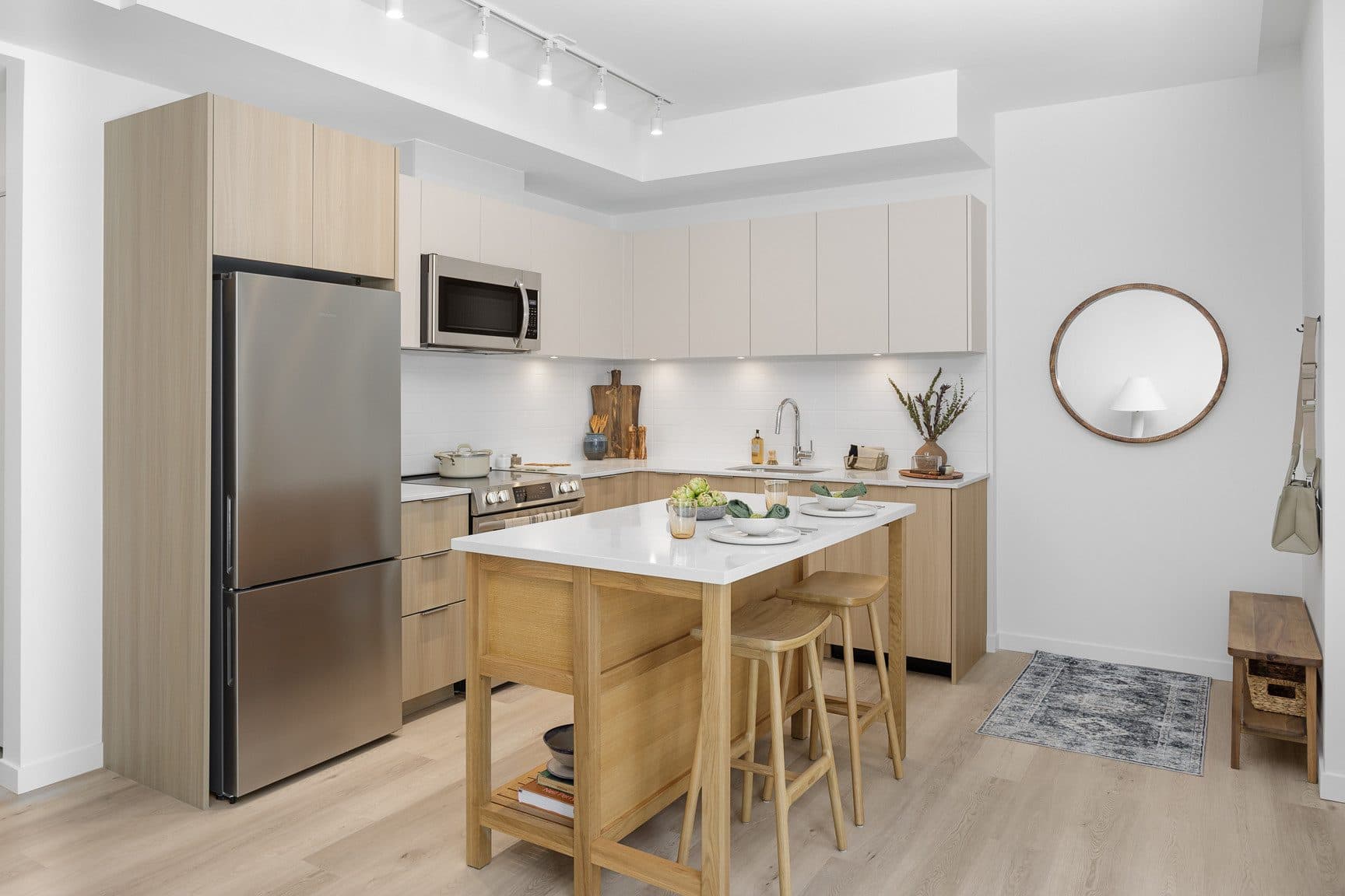 Kitchen island and stools in a Signal home