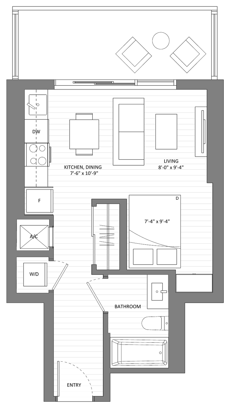Floor plan Ash A2 — Studio