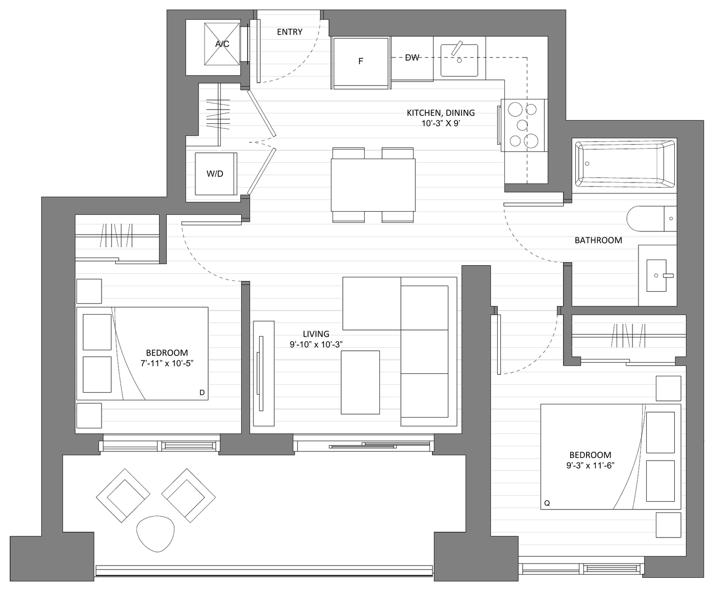 Floor plan Ash D1 — Two Bedroom