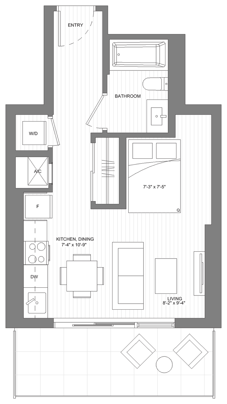 Floor plan Cambie A — Studio