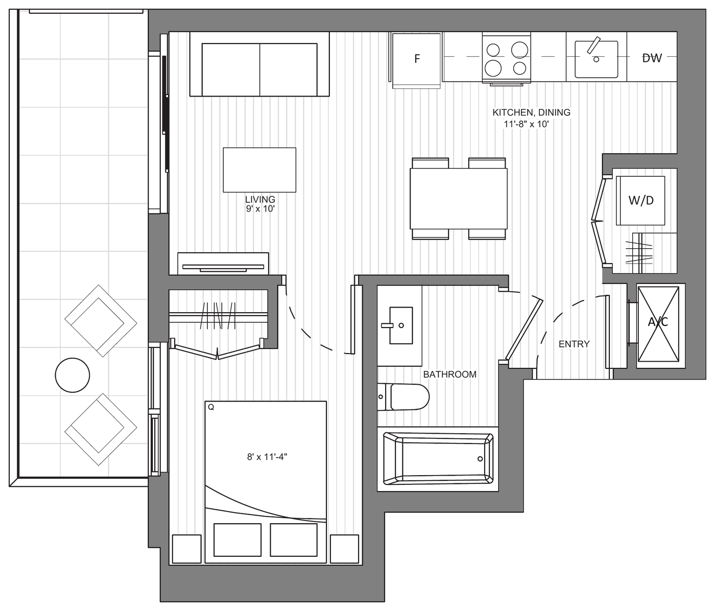 Floor plan Cambie B1 — One Bedroom