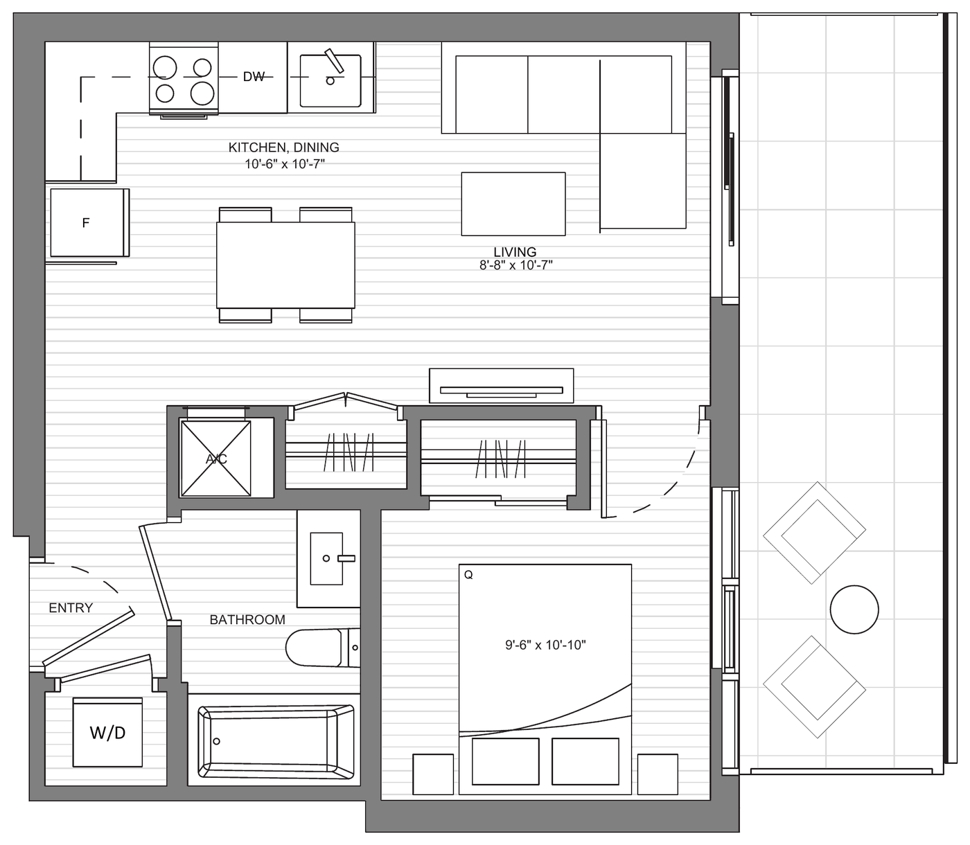Floor plan Cambie B2 — One Bedroom
