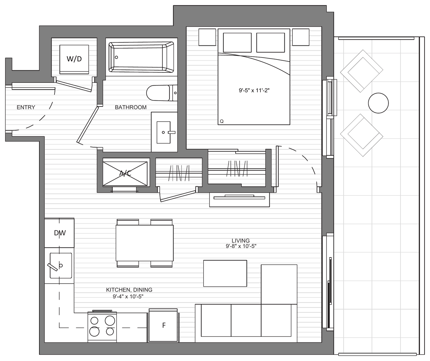 Floor plan Cambie B3 — One Bedroom