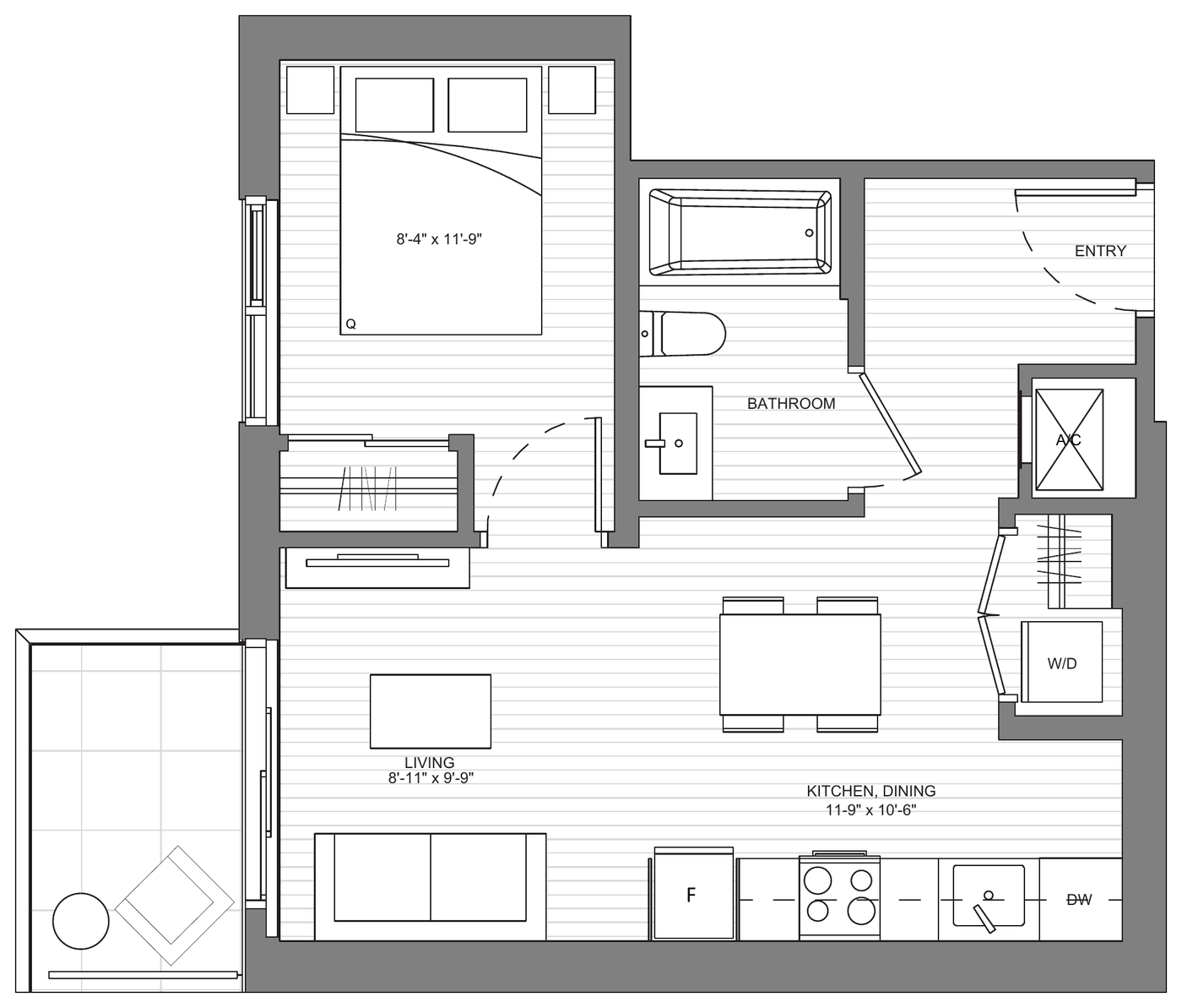 Floor plan Cambie B4 — One Bedroom