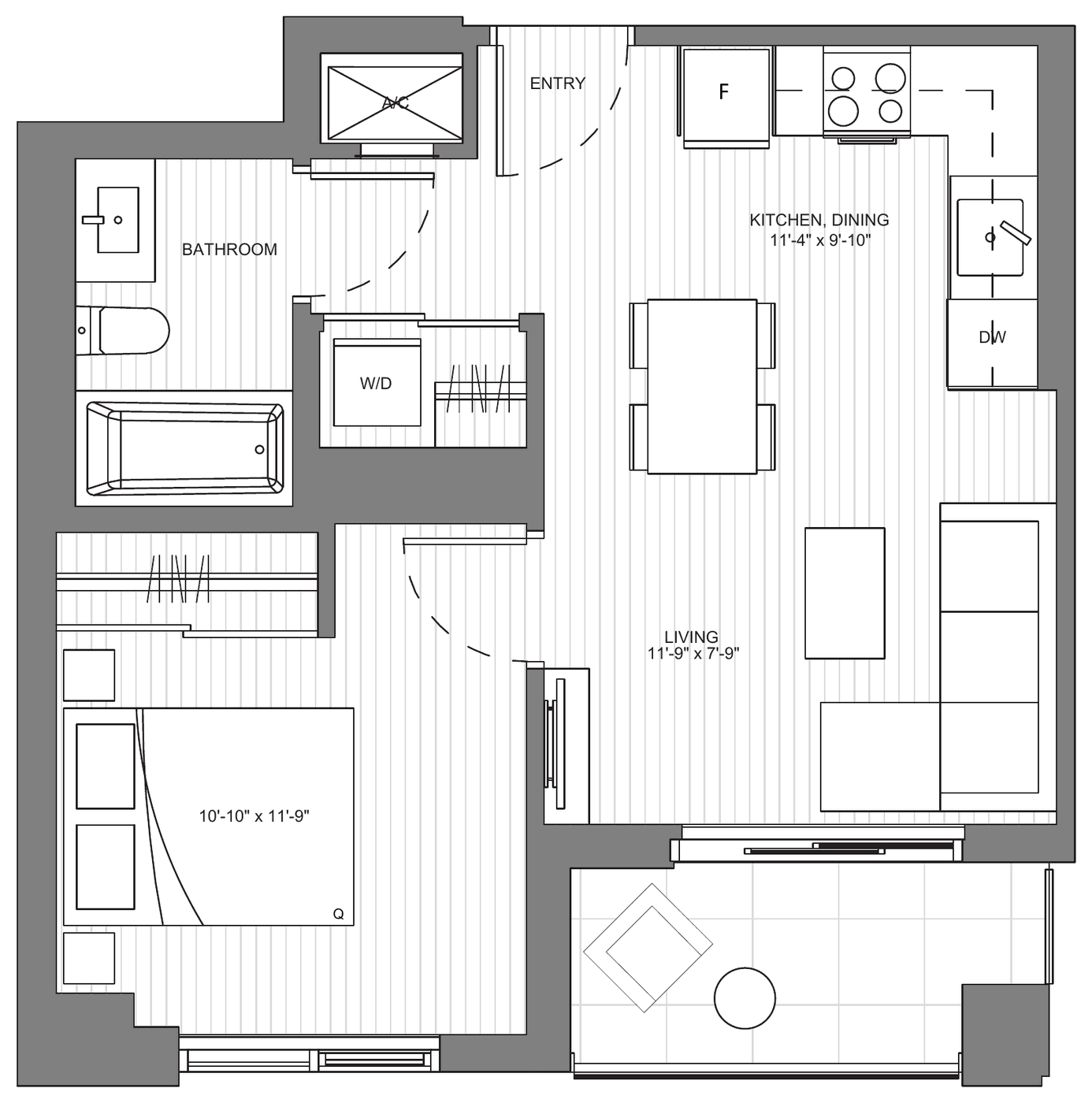 Floor plan Cambie B5 — One Bedroom