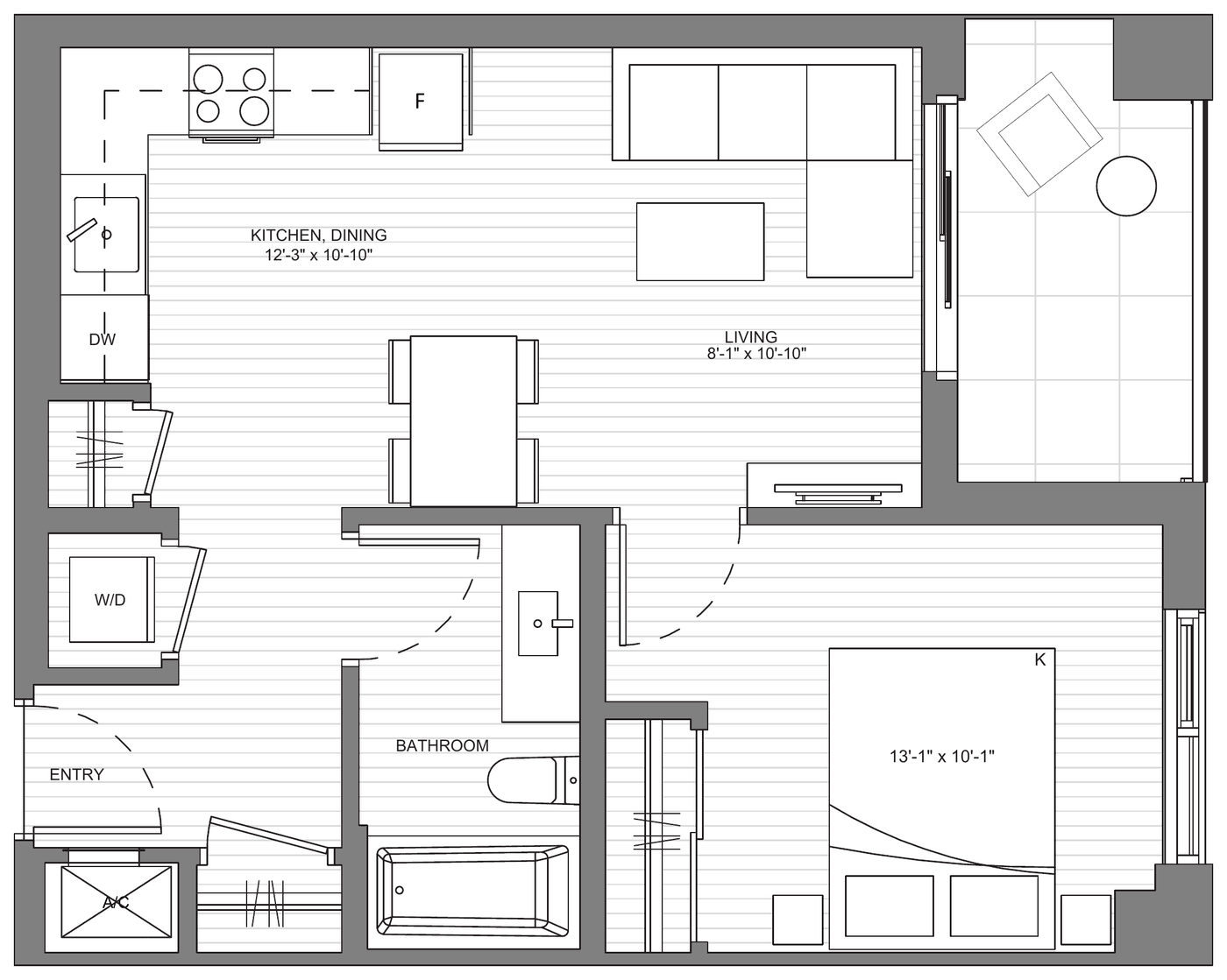 Floor plan Cambie B7 — One Bedroom