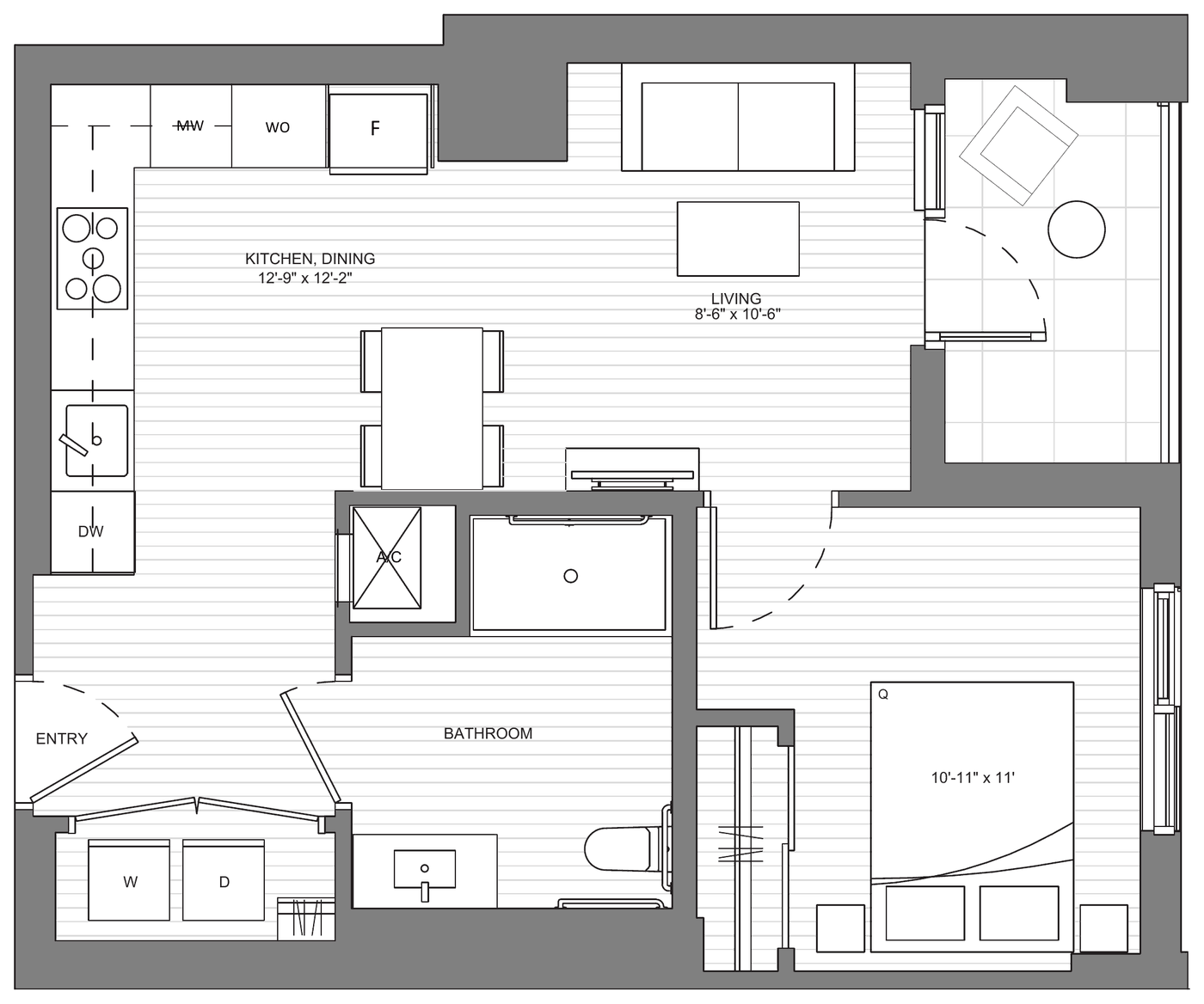 Floor plan Cambie B8 — One Bedroom, accessible