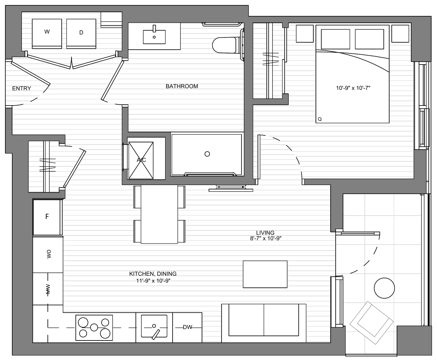 Floor plan Cambie B9 — One Bedroom, accessible