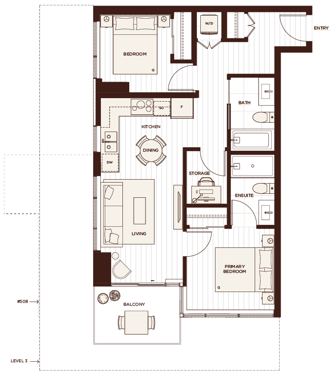 Floor plan F — Two Bedroom
