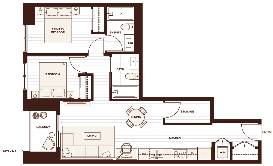 Floor plan F5 — Two Bedroom