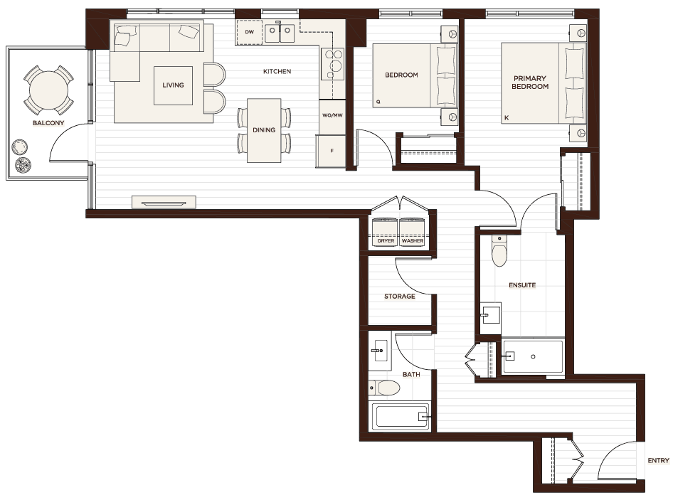 Floor plan F8 — Two Bedroom, accessible