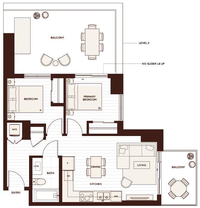 Floor plan F9 — Two Bedroom