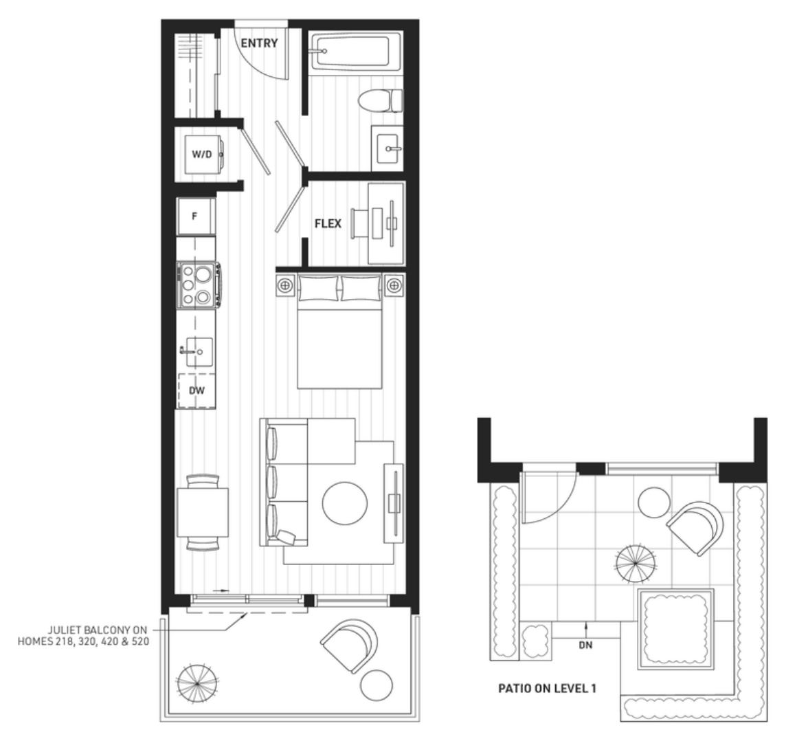 Floor plan A3a — Studio + Flex