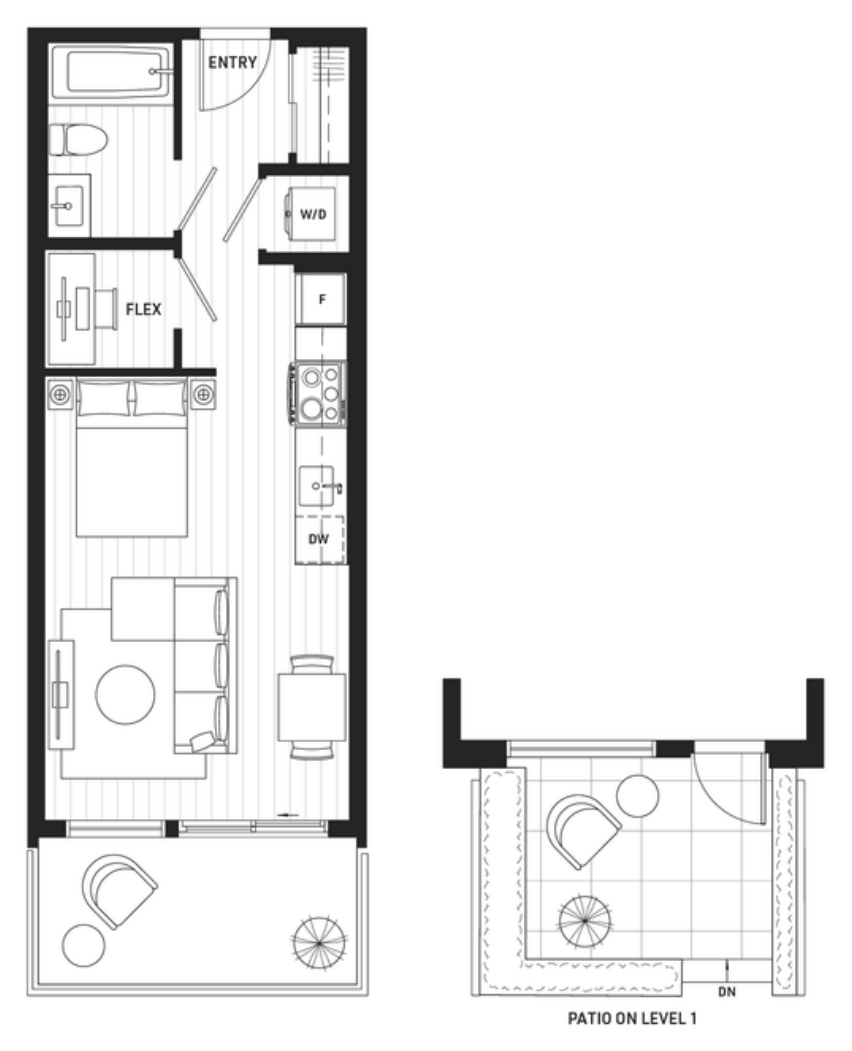 Floor plan A3b — Studio + Flex