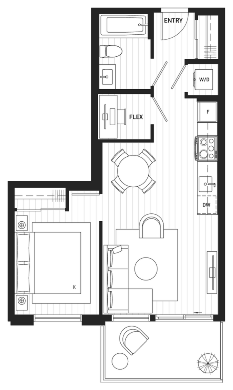 Floor plan C3 — 1 Bedroom + Flex