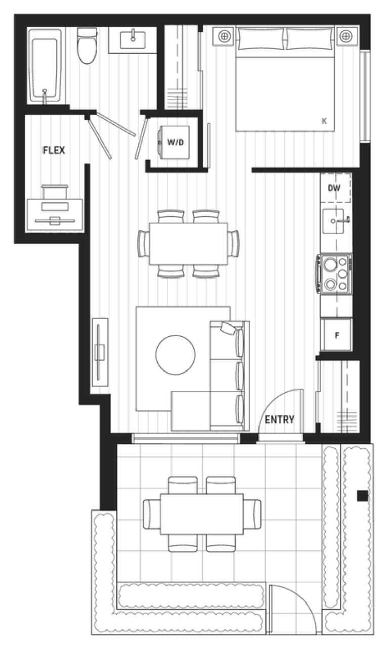 Floor plan C4a — 1 Bedroom + Flex