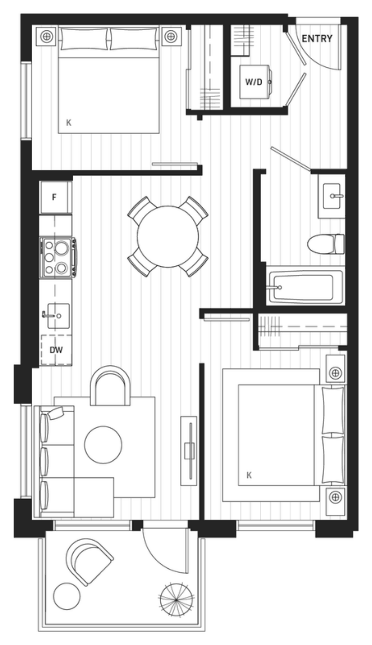 Floor plan D2 — 2 Bedroom