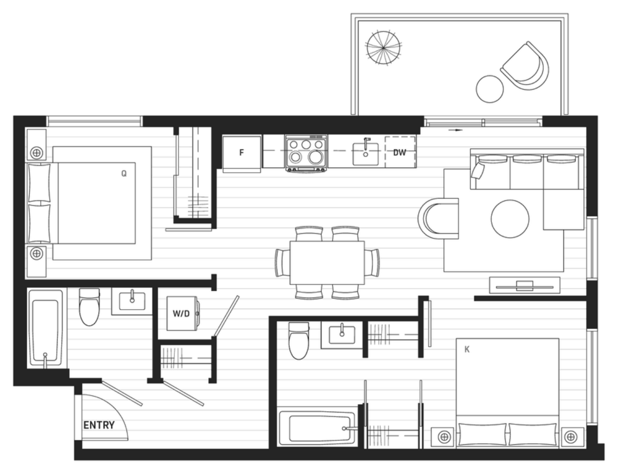 Floor plan E3 — 2 Bedroom