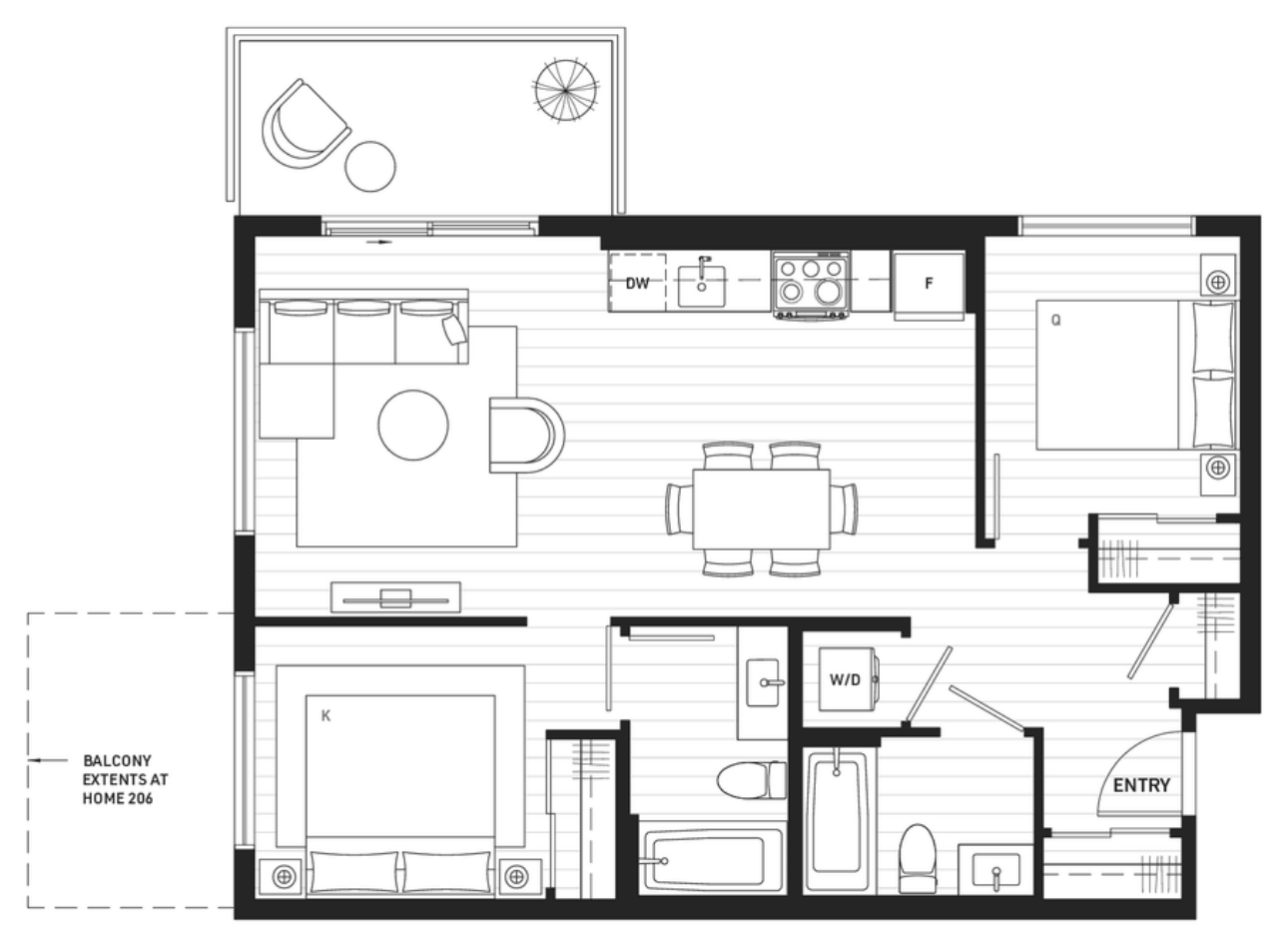 Floor plan E6 — 2 Bedroom