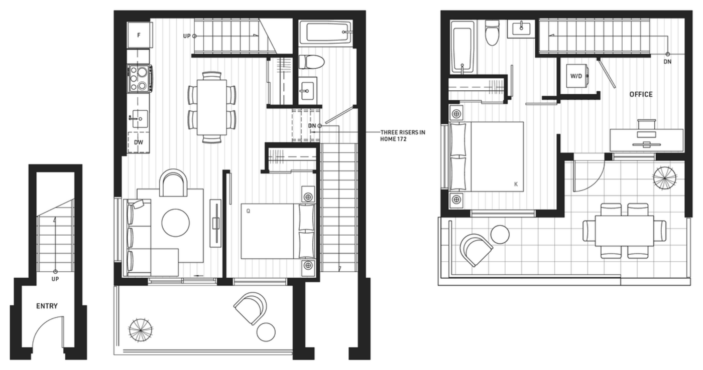 Floor plan TH-10a — 2 Bedroom + Office