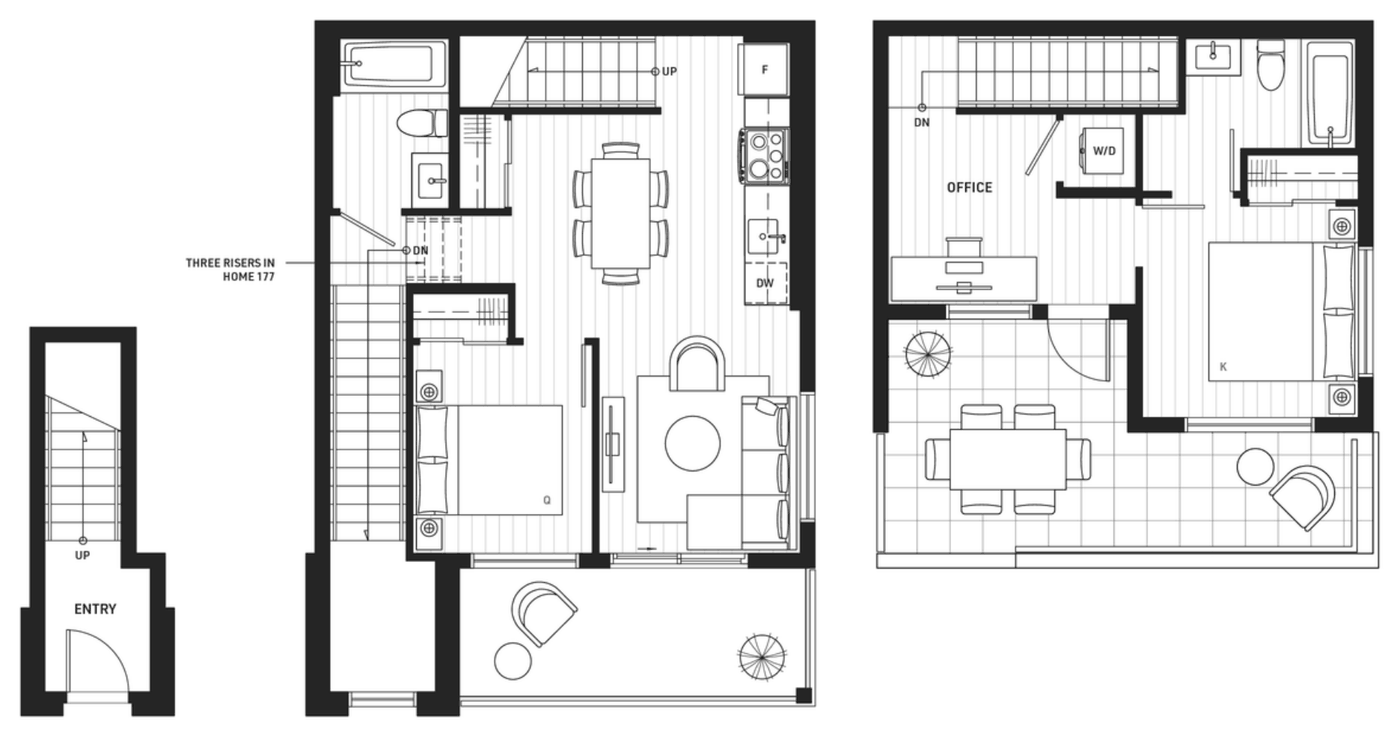 Floor plan TH-10b — 2 Bedroom + Office