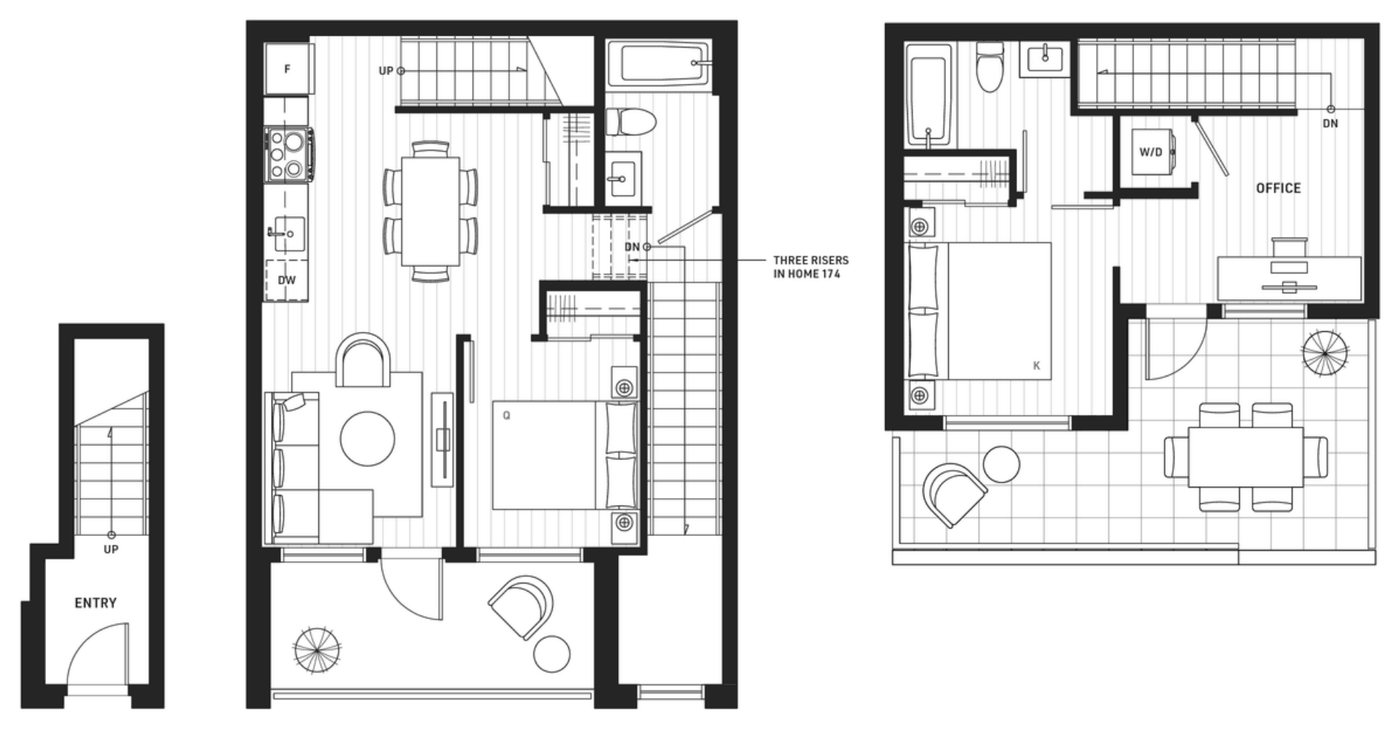 Floor plan TH-11a — 2 Bedroom + Office