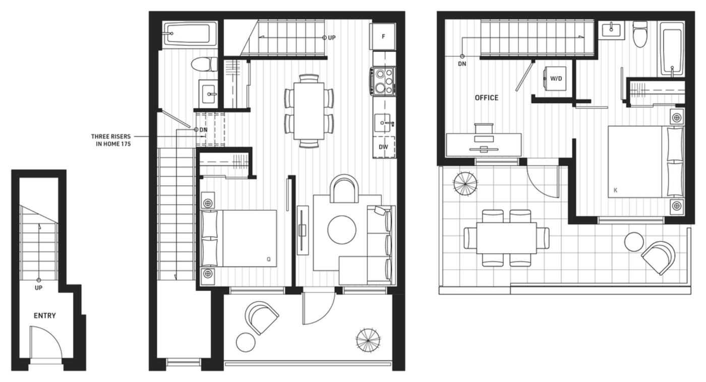 Floor plan TH-11b — 2 Bedroom + Office